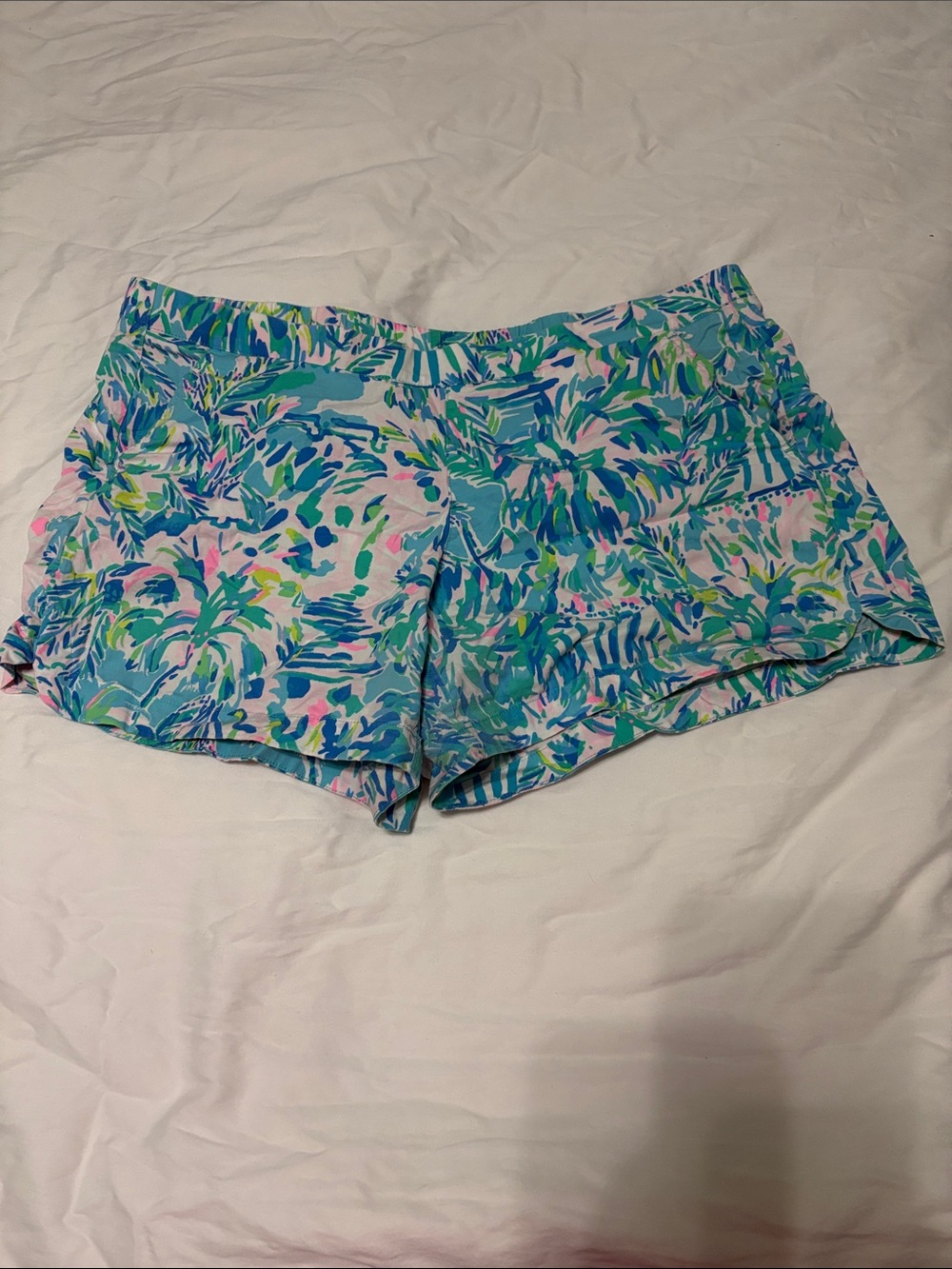 Lilly Pulitzer Aqua and Pink Tropical Athletic Shorts